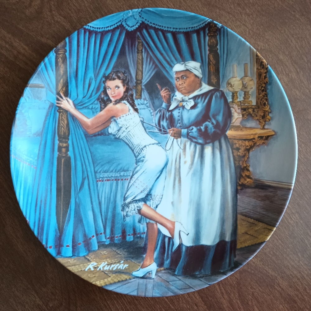 Gone With the Wind "Mammy Lacing Scarlett" Fine China Plate Knowles Collectible